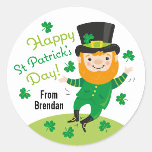 Leprecherin Happy St Patrick's Day Round-Aufkleber Runder Aufkleber