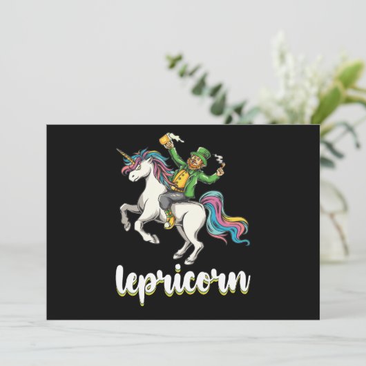 Lepricorn Leprechaun Unicorn St Patrick's Day Einladung (Stehend Vorderseite)