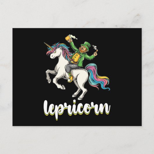 Lepricorn Leprechaun Unicorn St Patrick's Day Postkarte (Vorderseite)