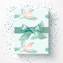 Lerche in Türkis und Flamingo Geschenkpapier