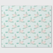 Lerche in Türkis und Flamingo Geschenkpapier (Flach)