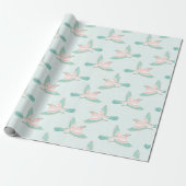 Lerche in Türkis und Flamingo Geschenkpapier (Ungerollt)