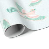 Lerche in Türkis und Flamingo Geschenkpapier (Rolleneckpunkt)