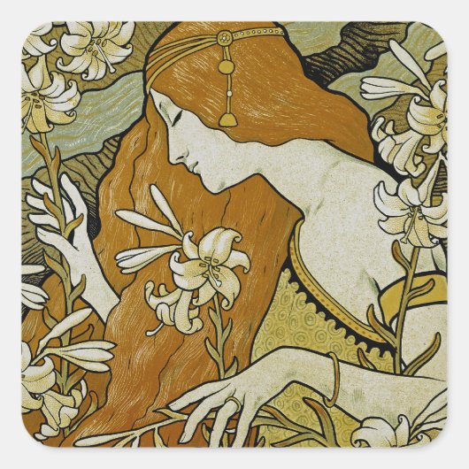 L'Ermitage Art Nouveau Quadratischer Aufkleber (Vorderseite)