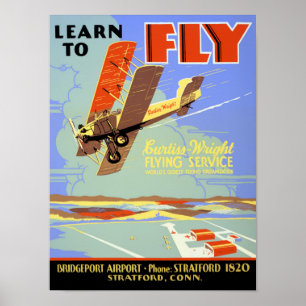 Lerne fliegen Vintage Poster Restauriert