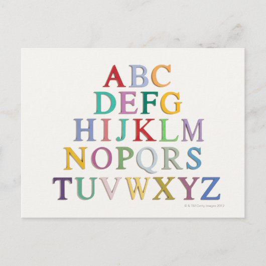 Lernen, Buchstaben, Alphabet Postkarte (Vorderseite)