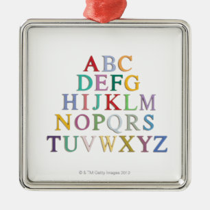 Lernen, Buchstaben, Alphabet Silbernes Ornament