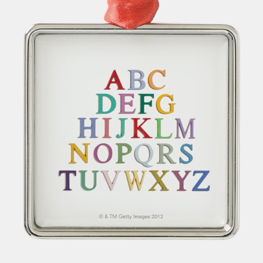 Lernen, Buchstaben, Alphabet Silbernes Ornament (Vorne)