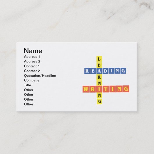 Lernen des Leseschreibens Visitenkarte (Vorderseite)