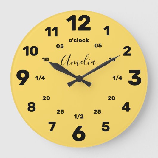 Lernen, die Zeit zu erzählen | PERSONALISIERT | Na Große Wanduhr (Vorderseite)
