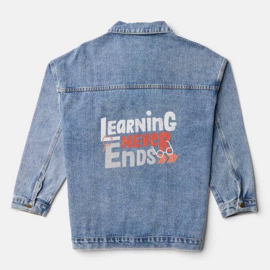 Lernen endet nie jeansjacke (Rückseite)