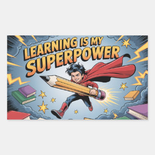 Lernen ist mein Superheld – Motivations-Aufkleber  Rechteckiger Aufkleber