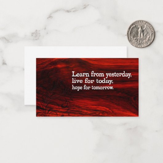 "Lernen, leben, Hoffnung" Inspiration Zitat Mitteilungskarte (Vorderseite/Rückseite Beispiel)