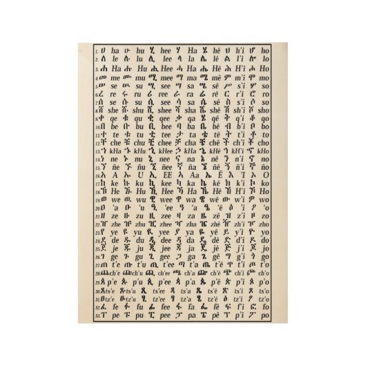 Lernen Sie Amharic-Alphabet-englisches Holzposter (Vorderseite)