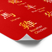 Lernen Sie Chinesisch zu lesen Zodiac Animals Red Poster (Ecke)