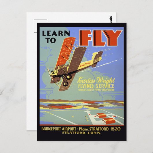 Lernen Sie Curtiss-Wright Flying Service zu fliege Postkarte (Vorne/Hinten)