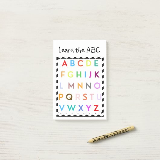 Lernen Sie das ABC Post-it Klebezettel (Auf Schreibtisch)