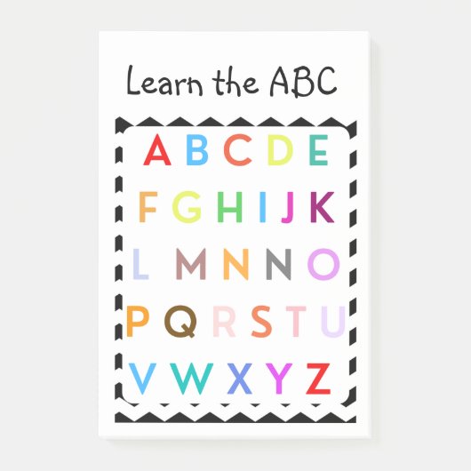 Lernen Sie das ABC Post-it Klebezettel (Vorderseite)
