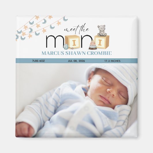 Lernen Sie den Mini Blue Baby Magnet (Vorne)