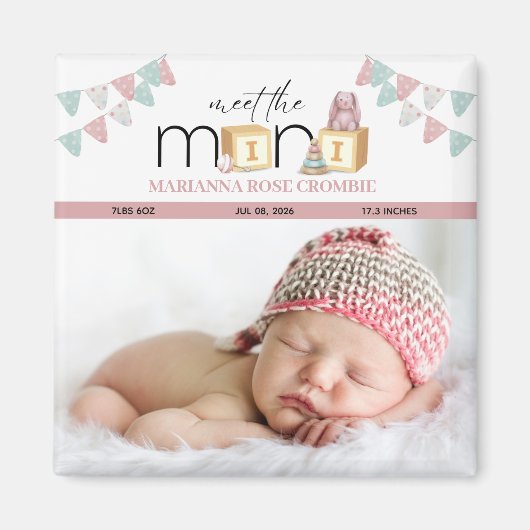 Lernen Sie den Mini Pink Baby Magnet (Vorne)