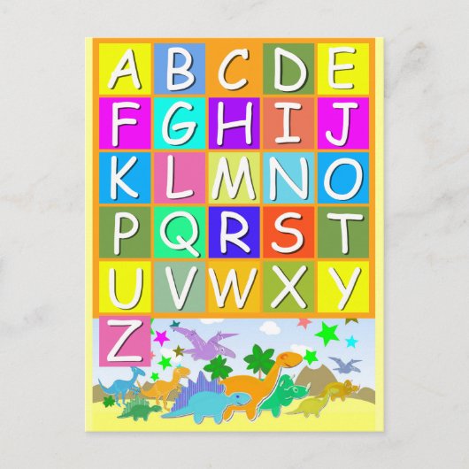 Lernen Sie Ihr ABC mit Dinosauriern Alphabet Postkarte (Vorderseite)