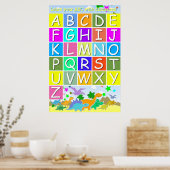 Lernen Sie Ihr ABC mit Dinosauriern, die Buchstabe Poster (Küche)