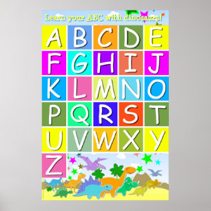 Lernen Sie Ihr ABC mit Dinosauriern, die Buchstabe Poster
