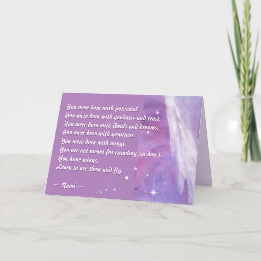 Lernen Sie Ihre Flügel zu verwenden (Rumi-Zitat) Karte (Vorderseite)