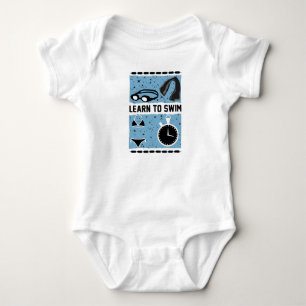 Lernen Sie mit diesem schönen Design zu schwimmen Baby Strampler