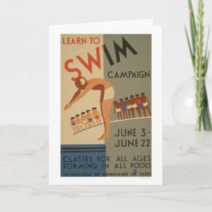 Lernen Sie, NYC WPA 1940 zu schwimmen Karte