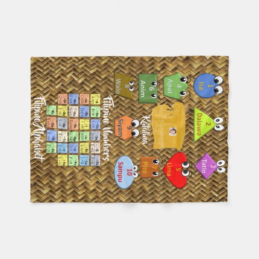 Lernen Sie philippinisches Alphabet und Zahlen Fleecedecke (Vorderseite (Horizontal))