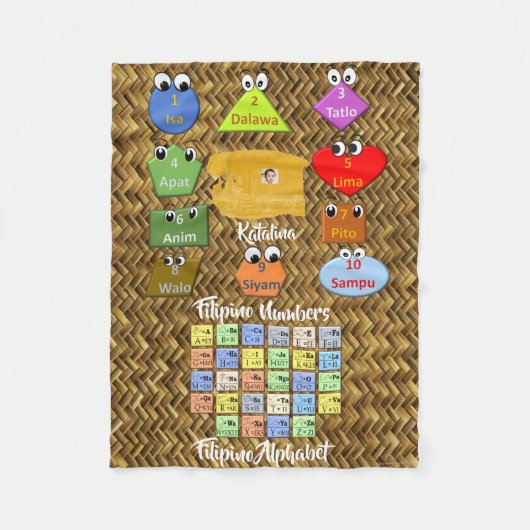 Lernen Sie philippinisches Alphabet und Zahlen Fleecedecke (Vorderseite)