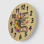 Lernen Sie von den gestrigen Zitaten Rainbow Sunfl Große Wanduhr (Winkel)