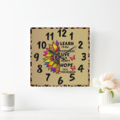 Lernen Sie von den gestrigen Zitaten Rainbow Sunfl Quadratische Wanduhr (Zuhause)