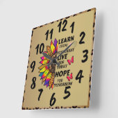 Lernen Sie von den gestrigen Zitaten Rainbow Sunfl Quadratische Wanduhr (Winkel)