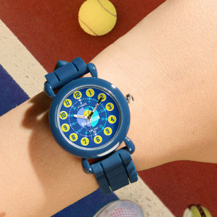 Lernen Sie, Zeit blau grün gelben Tennis zu erzähl Armbanduhr