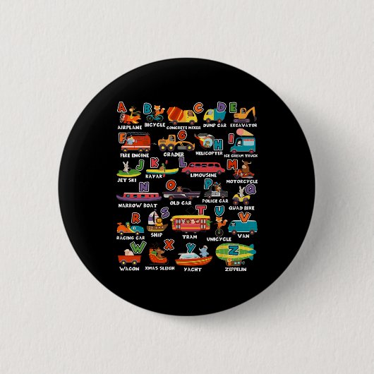Lernen Transport Animal Letter Abcs Lehrer Button (Vorderseite)