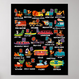 Lernen Transport Animal Letter Abcs Lehrer Poster