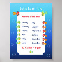 Lernen wir die Monate des Jahres Poster für Kinder