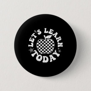 Lernen wir heute Checkered Apple Ck Zur Schule Tee Button