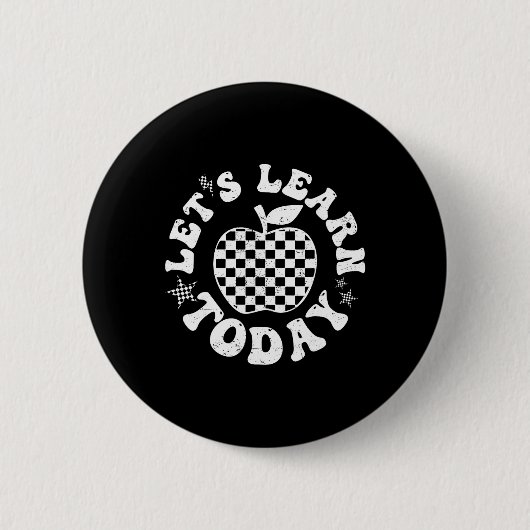 Lernen wir heute Checkered Apple Ck Zur Schule Tee Button (Vorderseite)