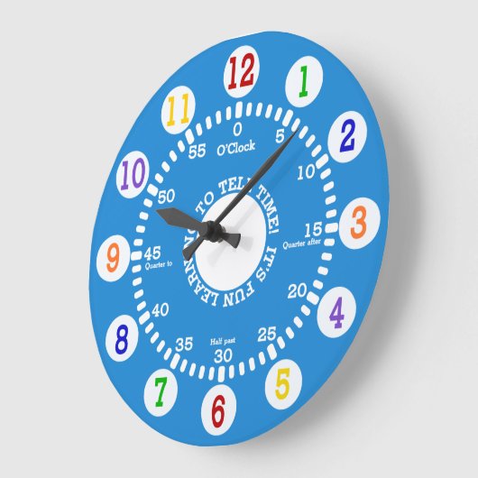 Lernen zu sagen Zeit (blau) Große Wanduhr (Winkel)