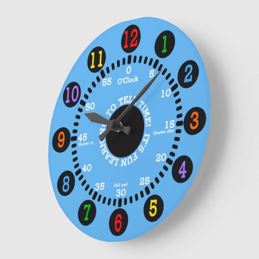 Lernen zu sagen Zeit (blau) Große Wanduhr (Winkel)