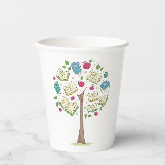 Lernstruktur mit Büchern Pappbecher (Vorderseite)