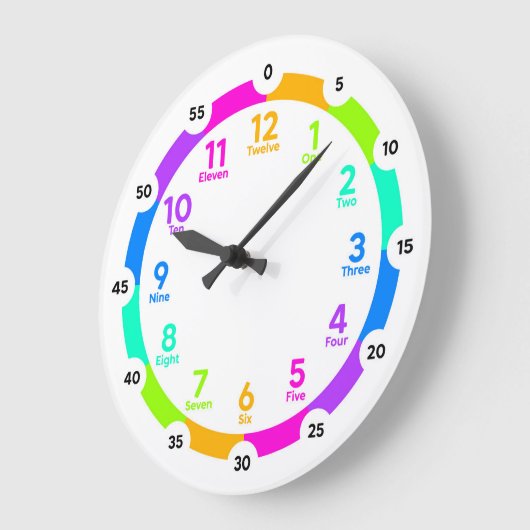 Lernuhr - Neon Rainbow Große Wanduhr (Winkel)
