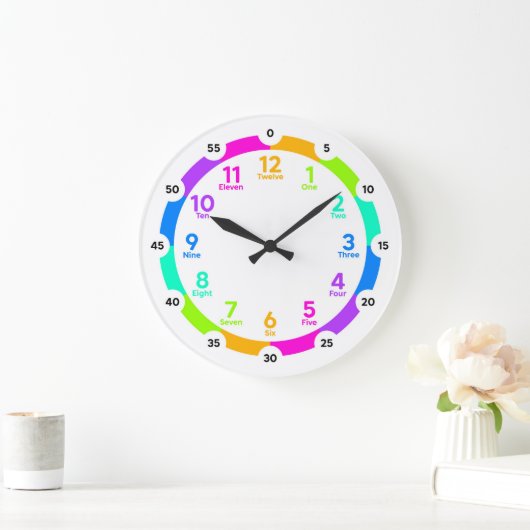Lernuhr - Neon Rainbow Große Wanduhr (Zuhause)