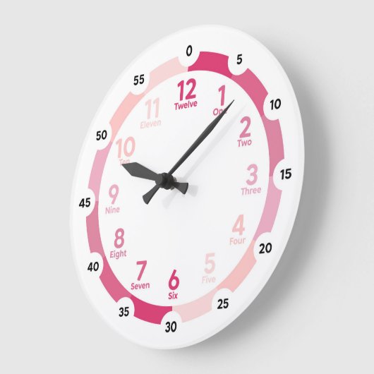 Lernuhr - rosa Stunden Große Wanduhr (Winkel)