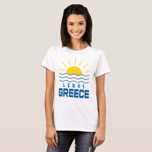 Leros Greece Sonnenschein und Meereswellen Frauen T-Shirt (Vorne ganz)
