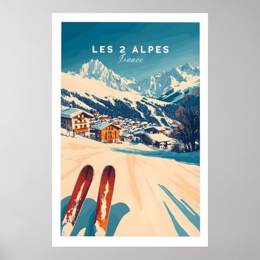 Les 2 Alpes Art Ski Print 1 Poster (Vorne)
