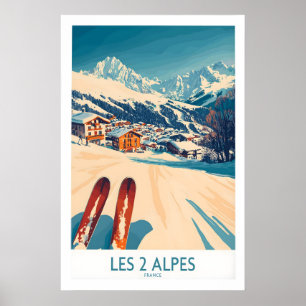Les 2 Alpes Ski Poster Druck 1